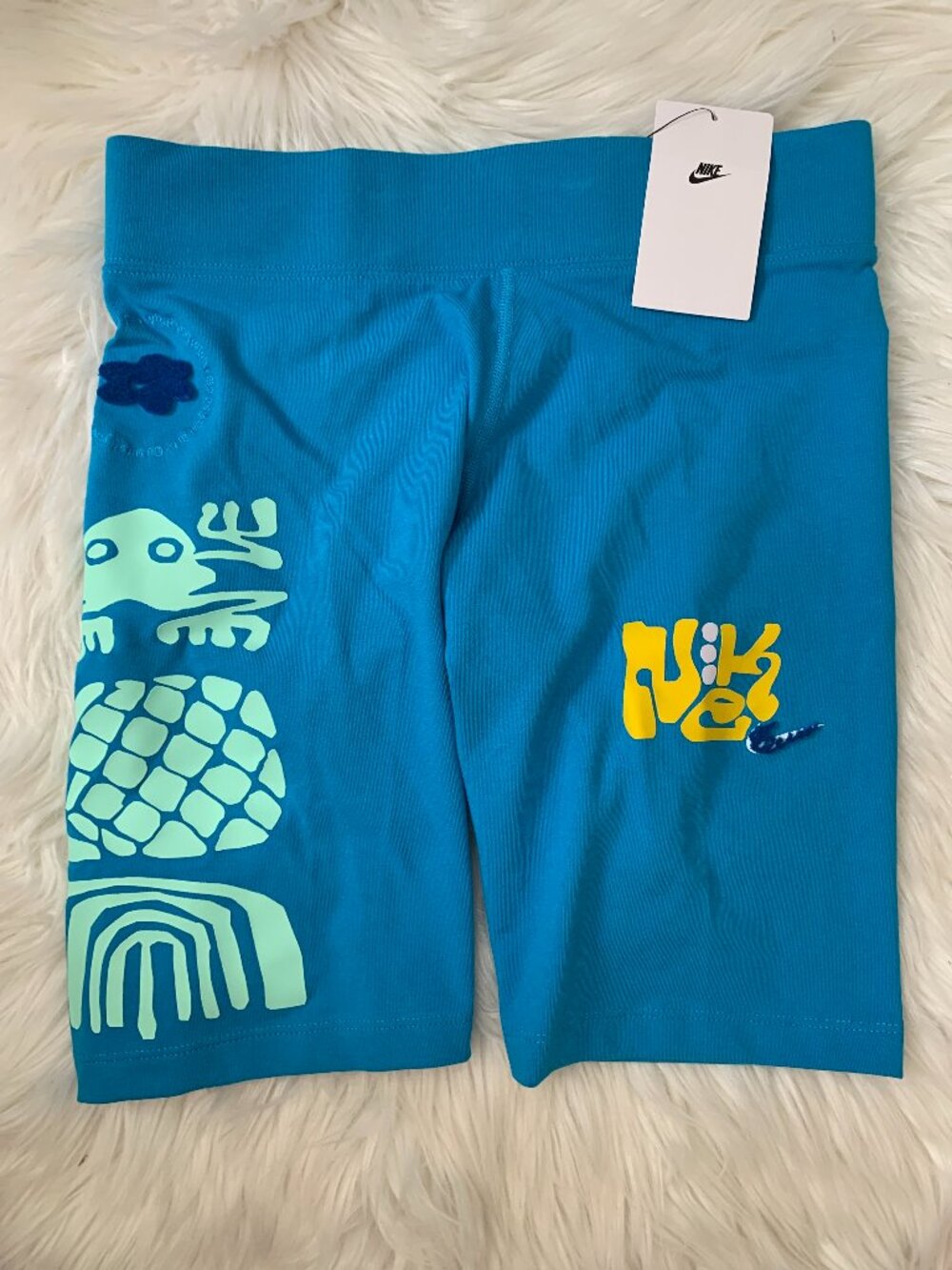 NIKE Project Uphoria Graphic Biker Shorts in Blue Multi Sz MEDIUM
